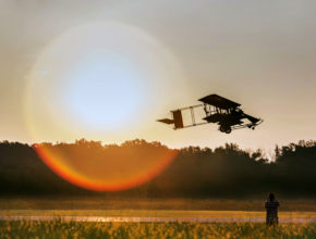 Pay $100 for a membership to the Wright B Flyer Inc. Museum and then you ca take off in a replica Wright "B" Flyer.