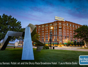 The Drury Plaza Broadview Hotel is conveniently located in downtown Wichita, Kansas, next to the Arkansas River and across from the historic Delano District. Once known as the Broadview Hotel, the building welcomed its first guests in 1921. Built along the banks of the Arkansas River near the Chisholm Trail, it soon became known as the premier hotel in the Midwest for its central location in the city along popular transportation lines. A horse and buggy station once located on the northwest side of the building was the only means of public transportation to western Kansas.